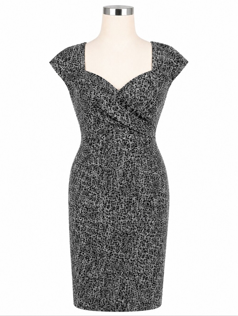 WHBM White House Black Market Sheath Dress Sz 12 Faux Wrap V-Neck Cap Sleeve